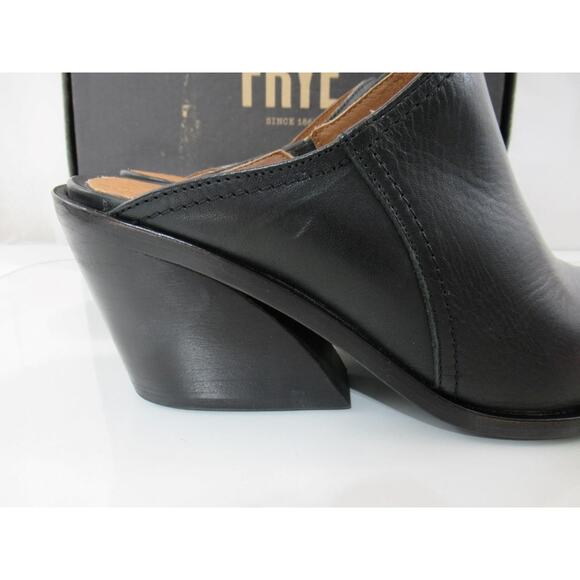 Women's Shoes Frye Serena Mule Slide Leather Inverted Wedge Heels Black Size 9 - Picture 6 of 9